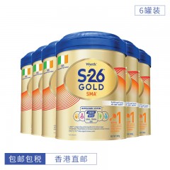 [6罐装]Wyeth惠氏港版S26金装婴幼儿奶粉1段 900g/罐 香港直邮