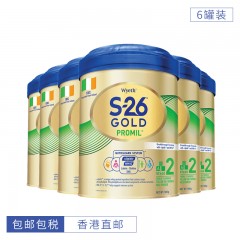 [6罐装]Wyeth惠氏港版S26金装婴幼儿奶粉2段 900g/罐 香港直邮