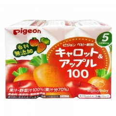 预售PIGEON 貝親 - 紅蘿蔔蘋果汁125ml x3瓶